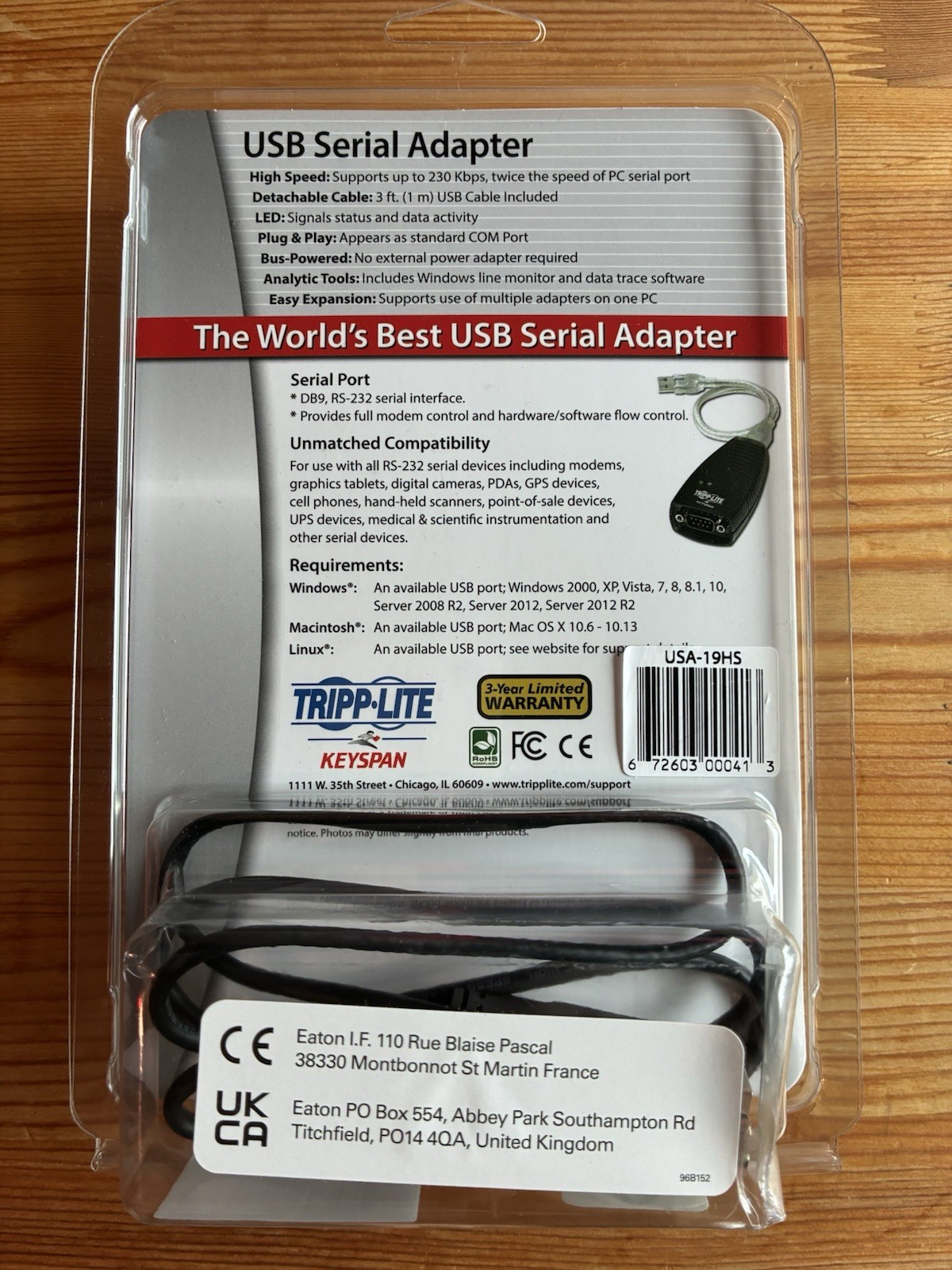 Tripp-Lite USB Serial Adapter USA-19HS
