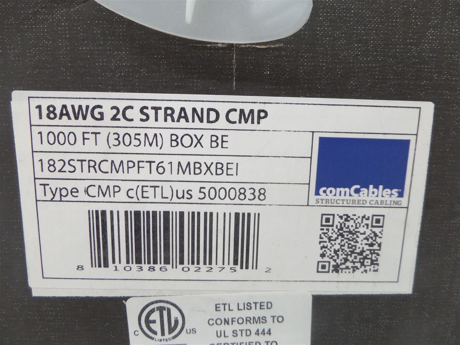 ComCables 1000ft 18AWG 2C Strand CMP Security Cable