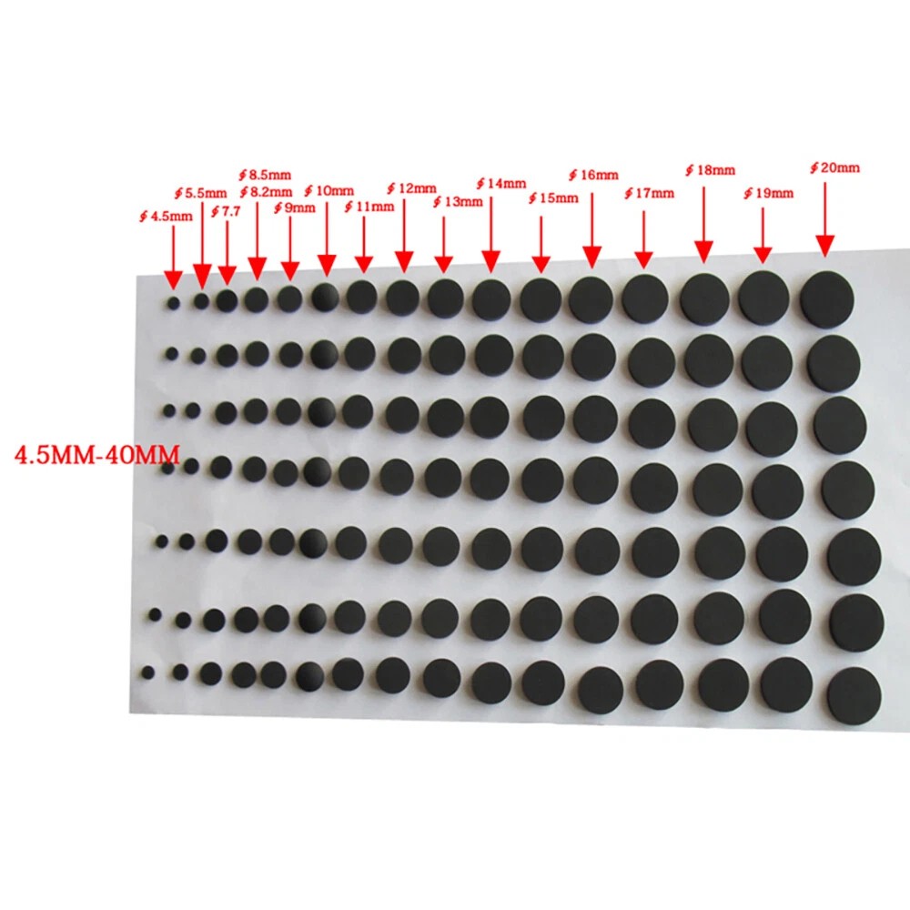 Black 4 -179mm Silicone Rubber Feet Non Slip Round Anti Impact Self Adhesive Pad
