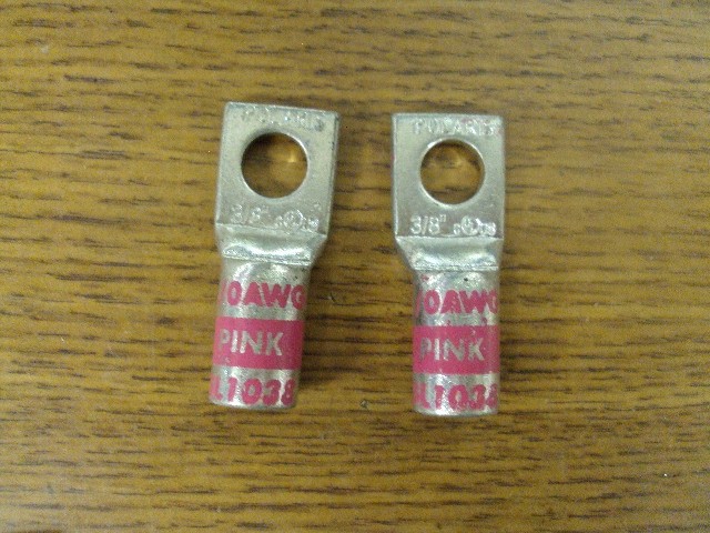 New 10 pc Polaris 3/8″ Single Hole Compression Lugs 1/0 AWG Pink B24