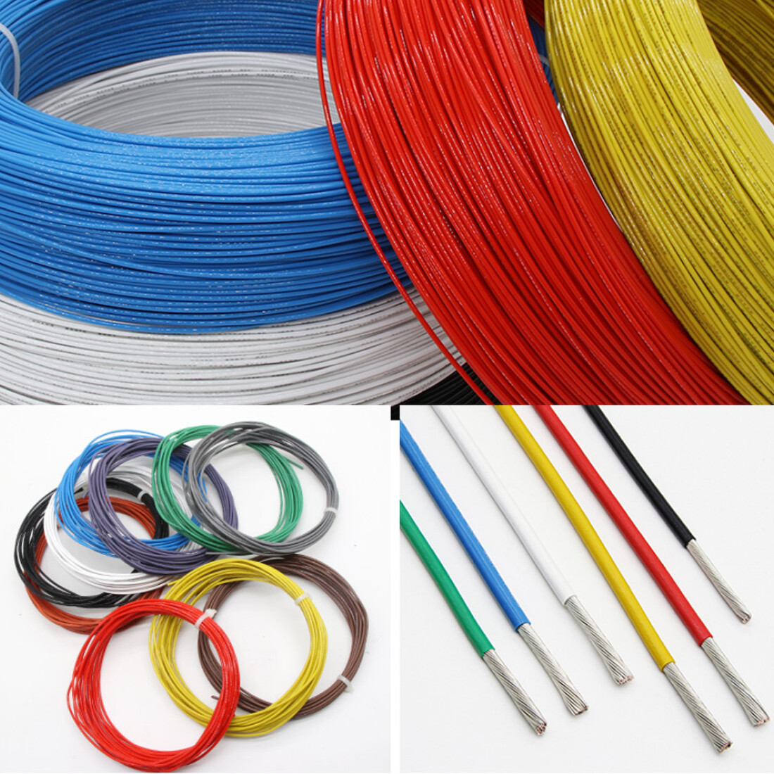 PTFE Cable Wire 12/14/16/18/20/22/24/26/28 AWG Flexible Tinned Copper Stranded