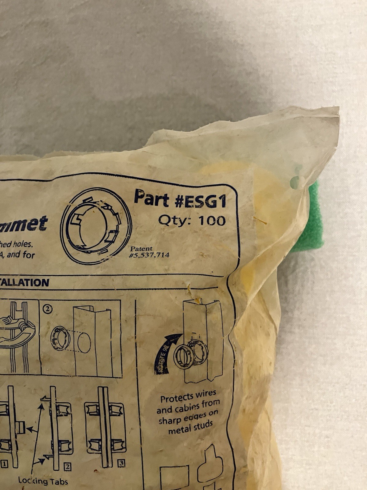 CADDY EASY SNAP GROMMET ESG1 ERICO 125 Plus Count New,Combined 2 Open Bags.