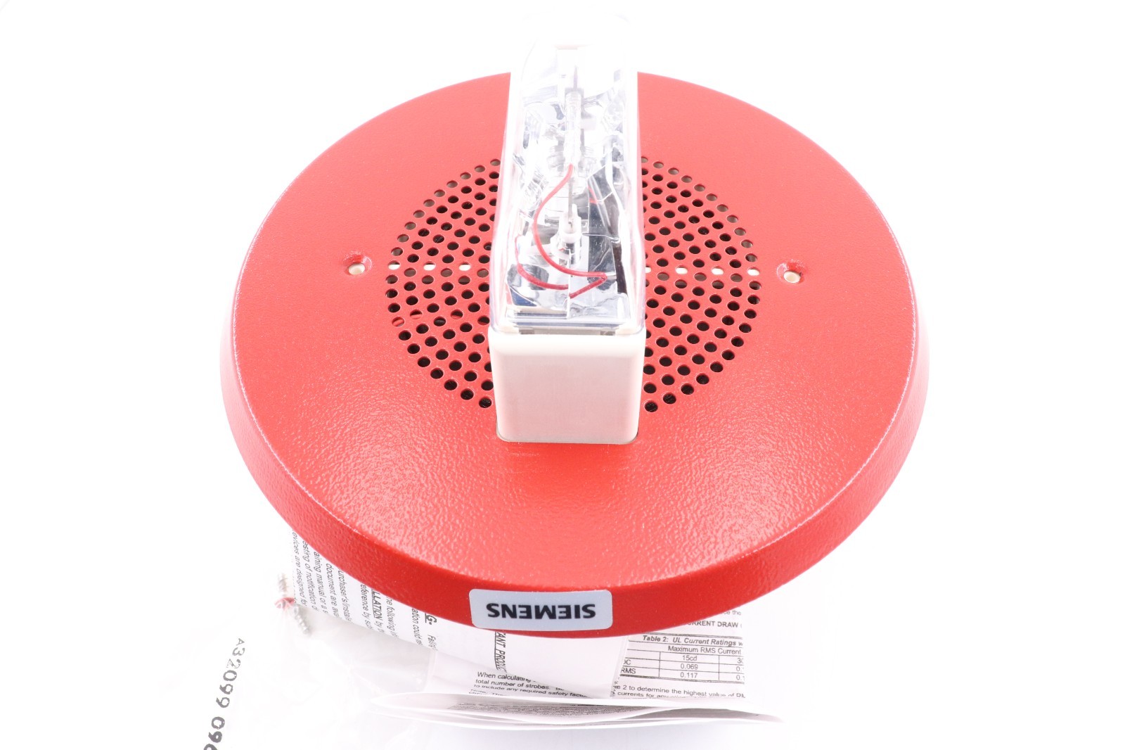 SIEMENS 500-636062 SET-MC-CR RED FIRE ALARM CEILING SPEAKER/STROBE