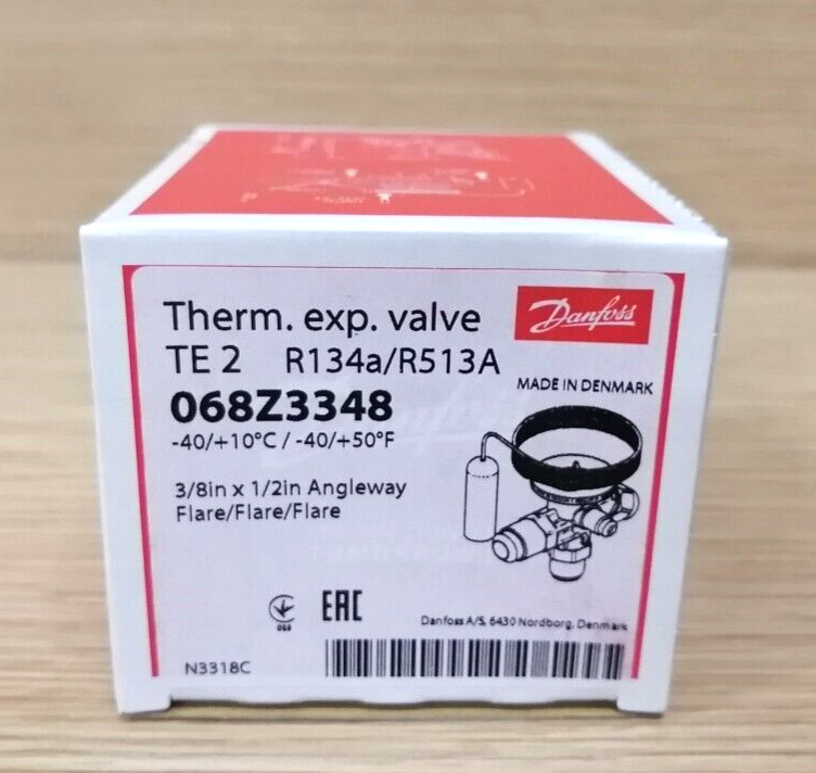 1PC- Danfoss 068Z3348 Thermostatic expansion valve, TE 2, R134a/R513A- Brand New