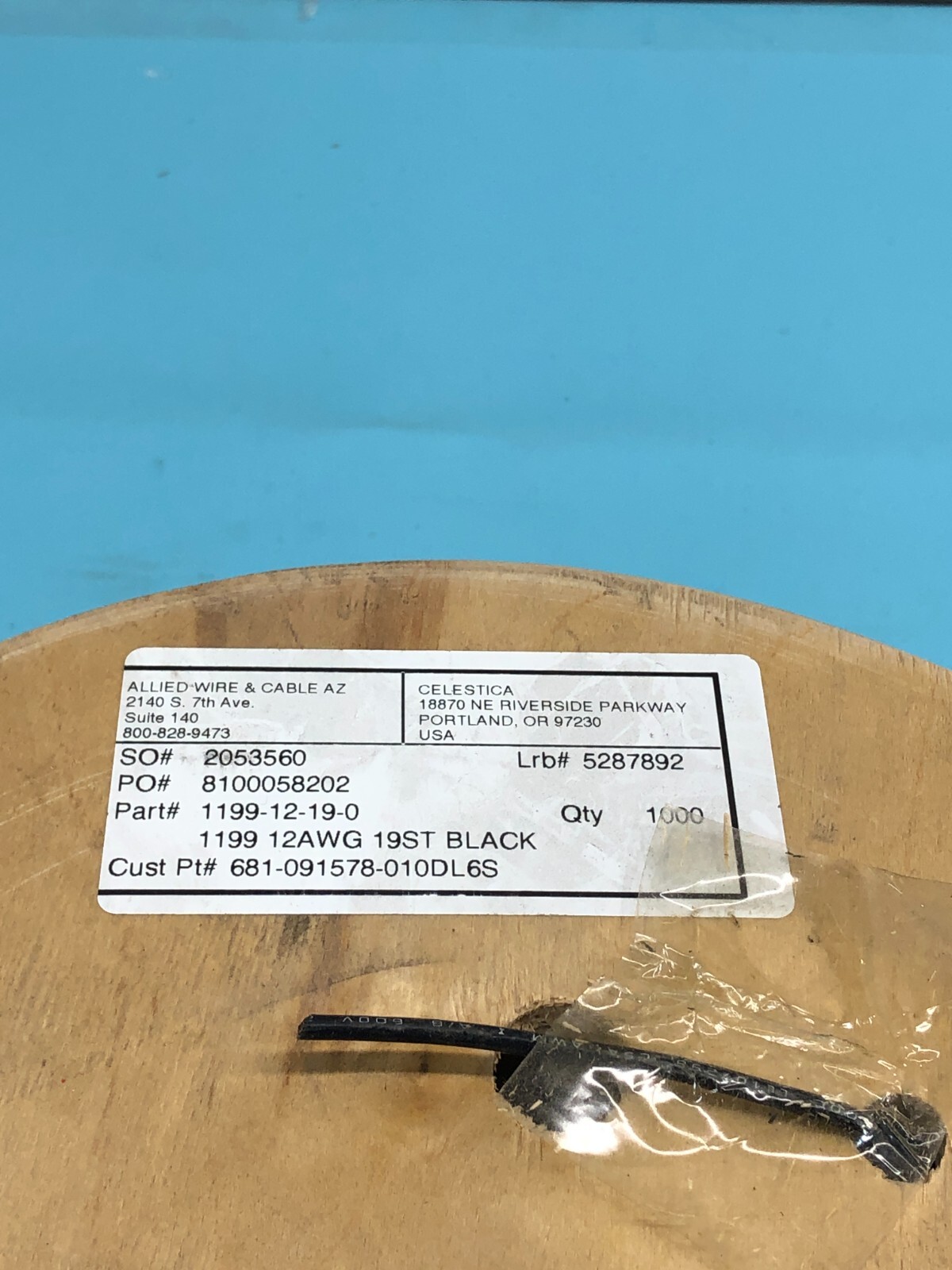 Allied Wire & Cable 1199-12-19-0 Wire 12 AWG 19ST Black, 166662