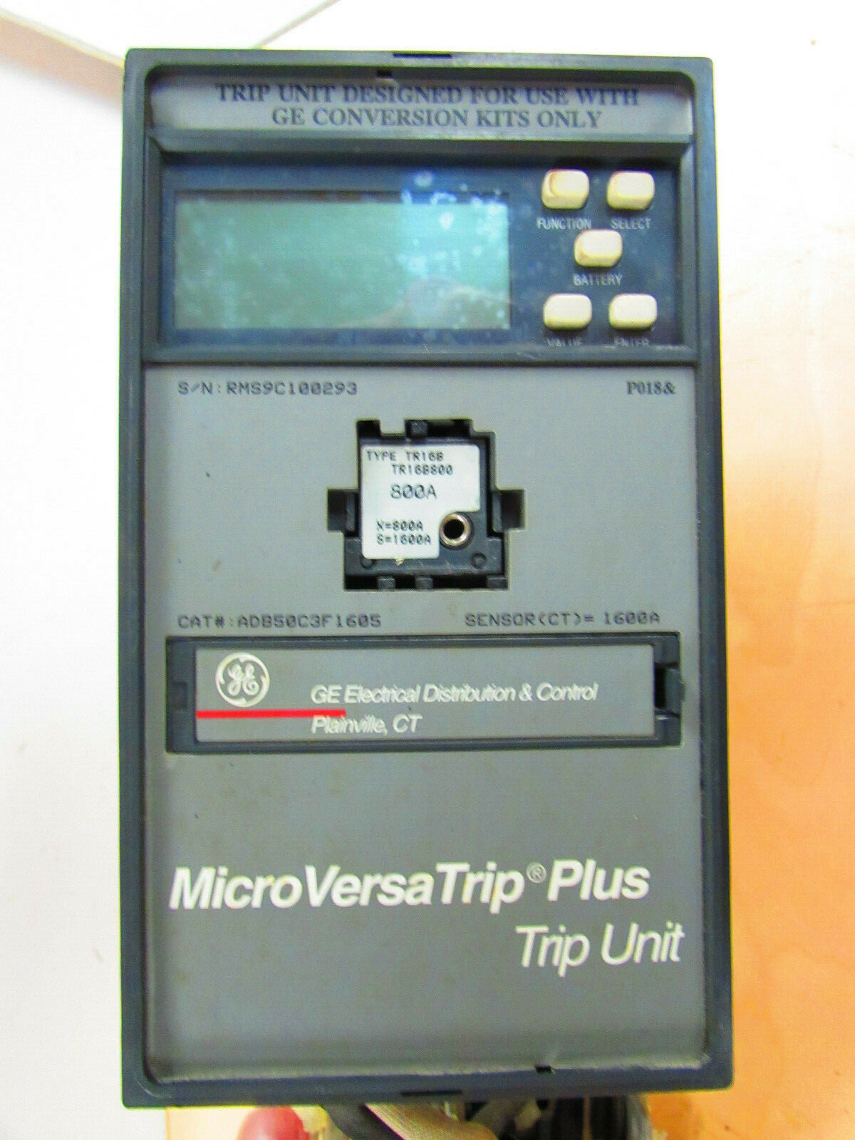 GE ADB50C3F1605 MICRO VERSA TRIP PLUS TRI16B800 TRIP UNIT 800A ***XLNT***