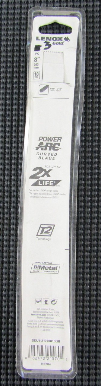LENOX 21070818GR 8″ 18TPI MEDIUM METAL RECIPROCATING SAW BLADE – LOT OF 3