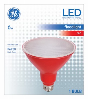 LED Floodlight, 100 Lumens, Medium Base, PAR38, Red, 6 Watt – 93100880