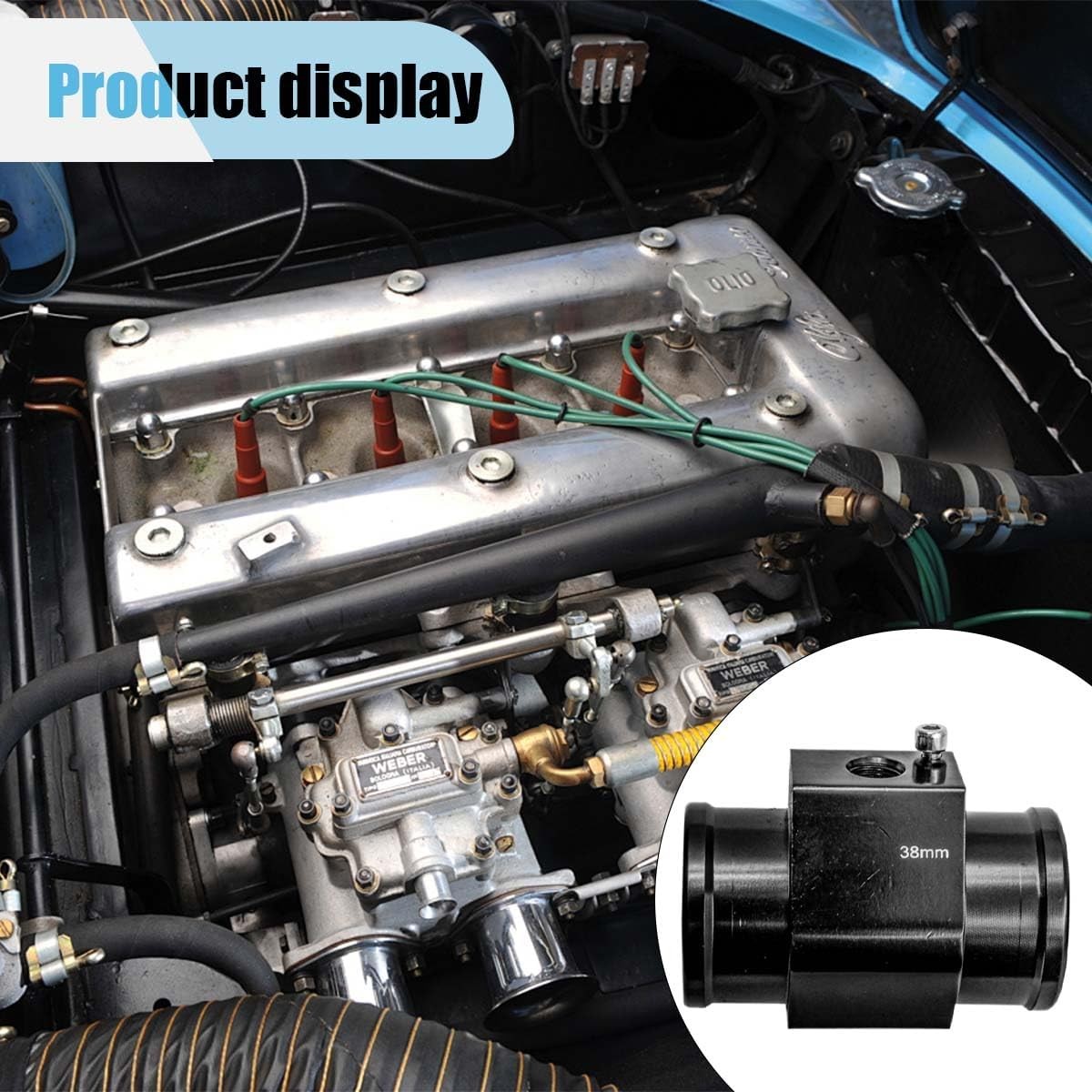 3PCS Auto Water Temp Joint Pipe, Sensor Gauge Radiator Hose Adapter Size: 38MM