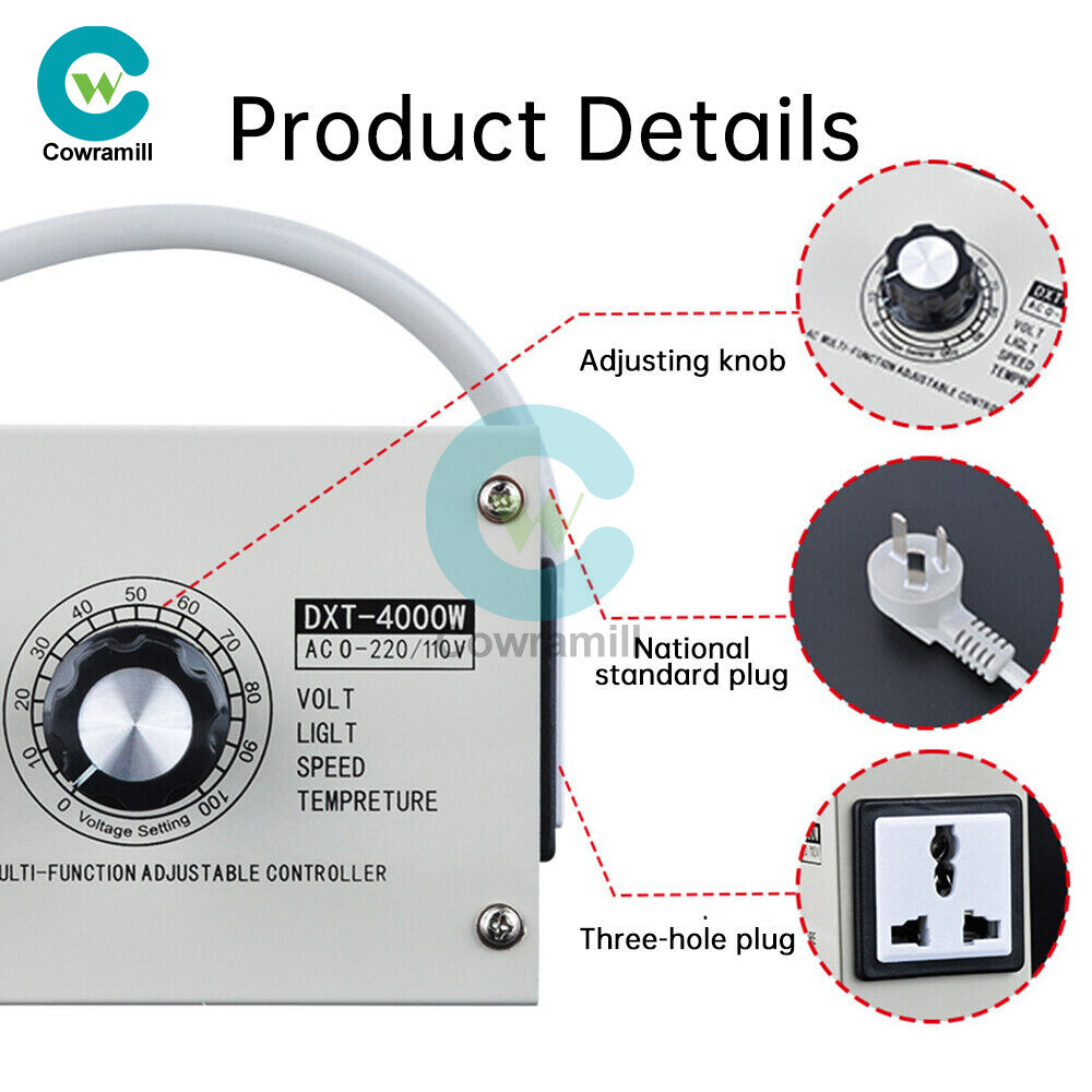 220V 4000W Adjustable Voltage Regulator Dimming SCR Temperature Speed Controller
