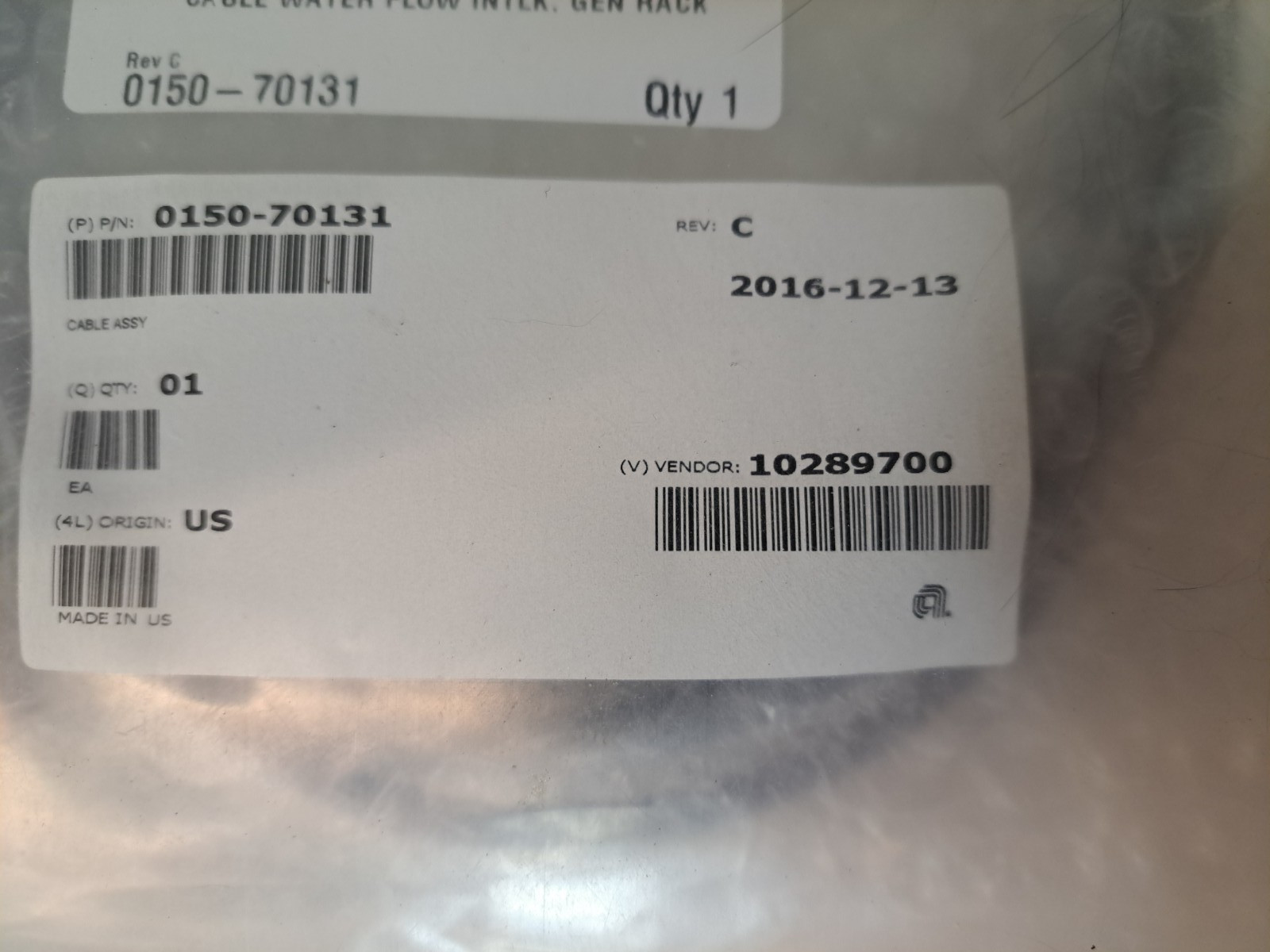 Applied Materials AMAT 0150-70131 Cable Water Flow Interlock Gen Rack New