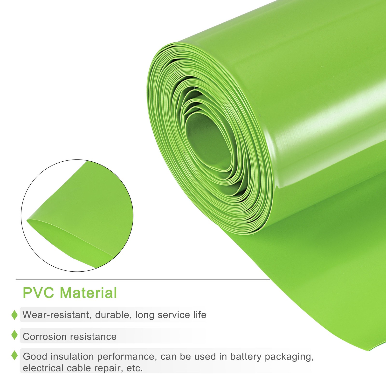 Battery Wrap Heat Shrink Tubing 50mm Dia 80mm Flat 10 Feet Light Green