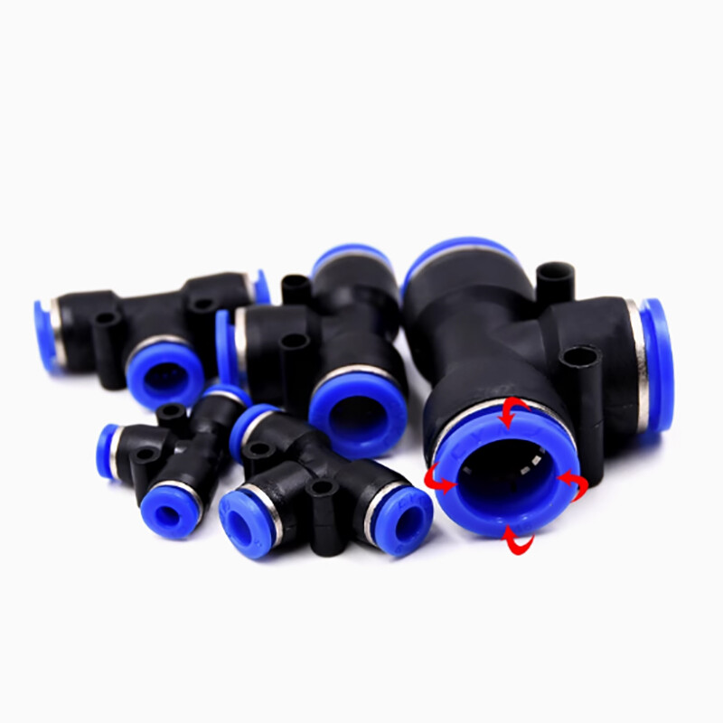 Pneumatic Hose Quick Coupling Plastic Push Connectors Straight/L/Y/T Type Black