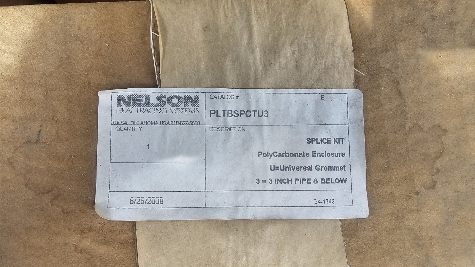 New NELSON PLTBSPCTU3 HEAT TRACE SPLICE CONNECTION KIT