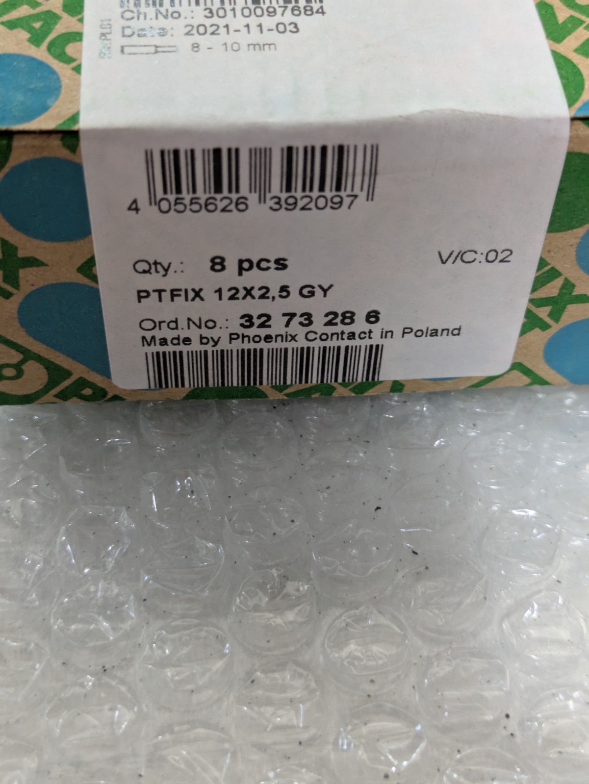PHOENIX CONTACTPHOENIX CONTACT PTFIX 12×2,5 GY 3273286 (BOX OF 8)