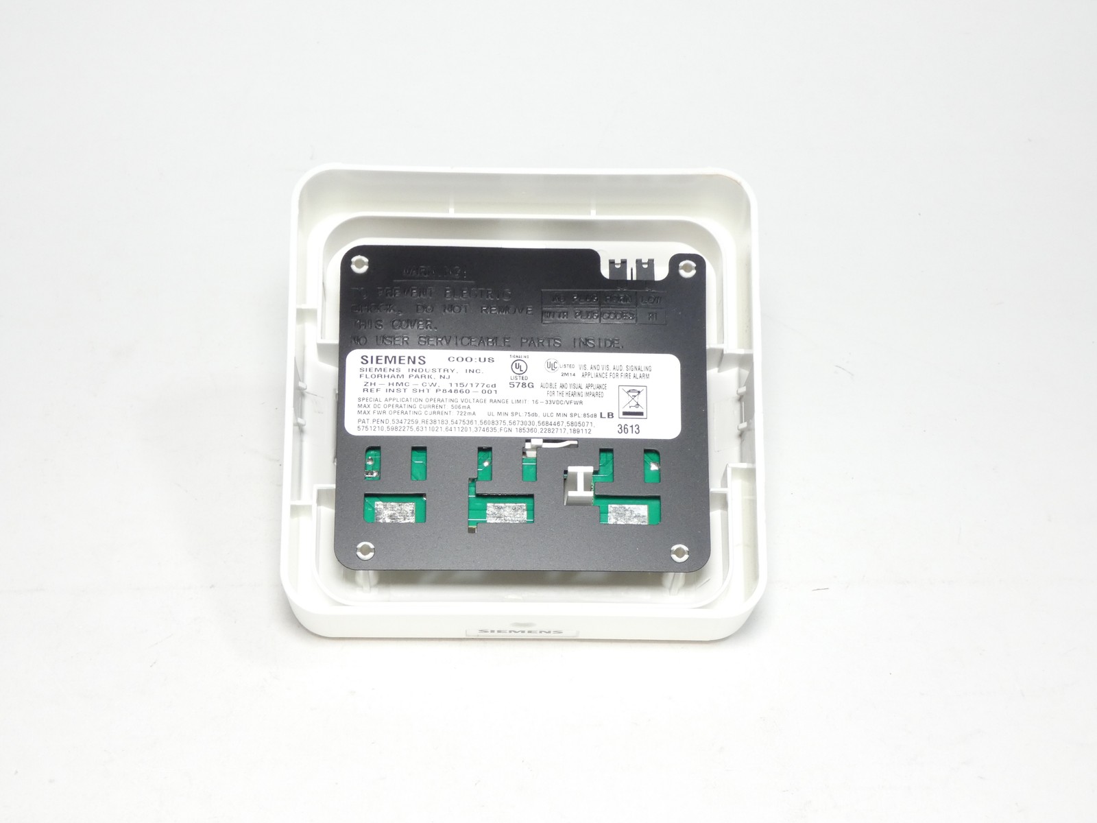 Siemens 500-636168 ZH-HMC-CW Ceiling-Mounted Fire Alarm Horn Strobe – NEW Sur…