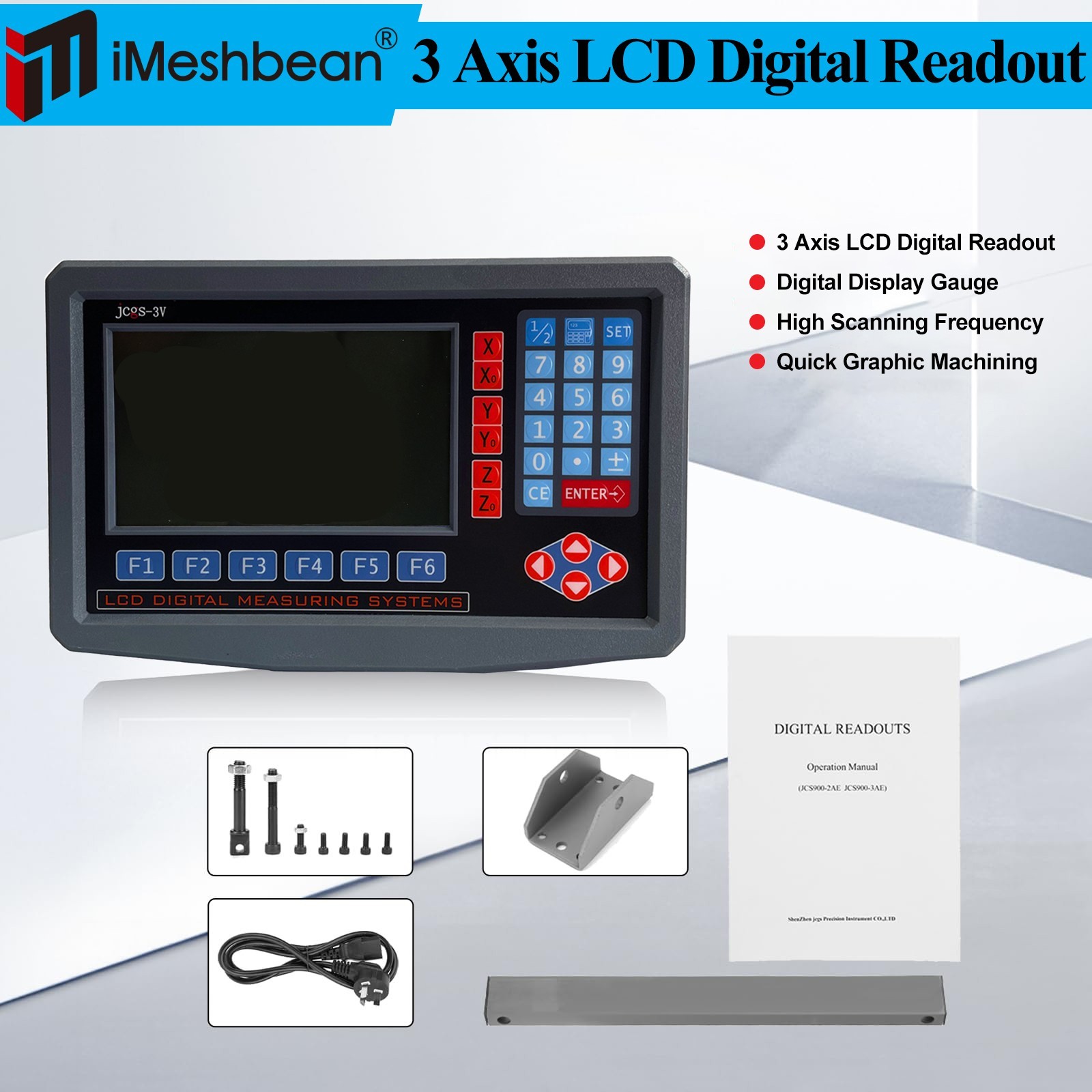 LCD DRO 1/5/10um Linear Scale Digital Readout 2/3 Axis for Bridgeport Mill Lathe