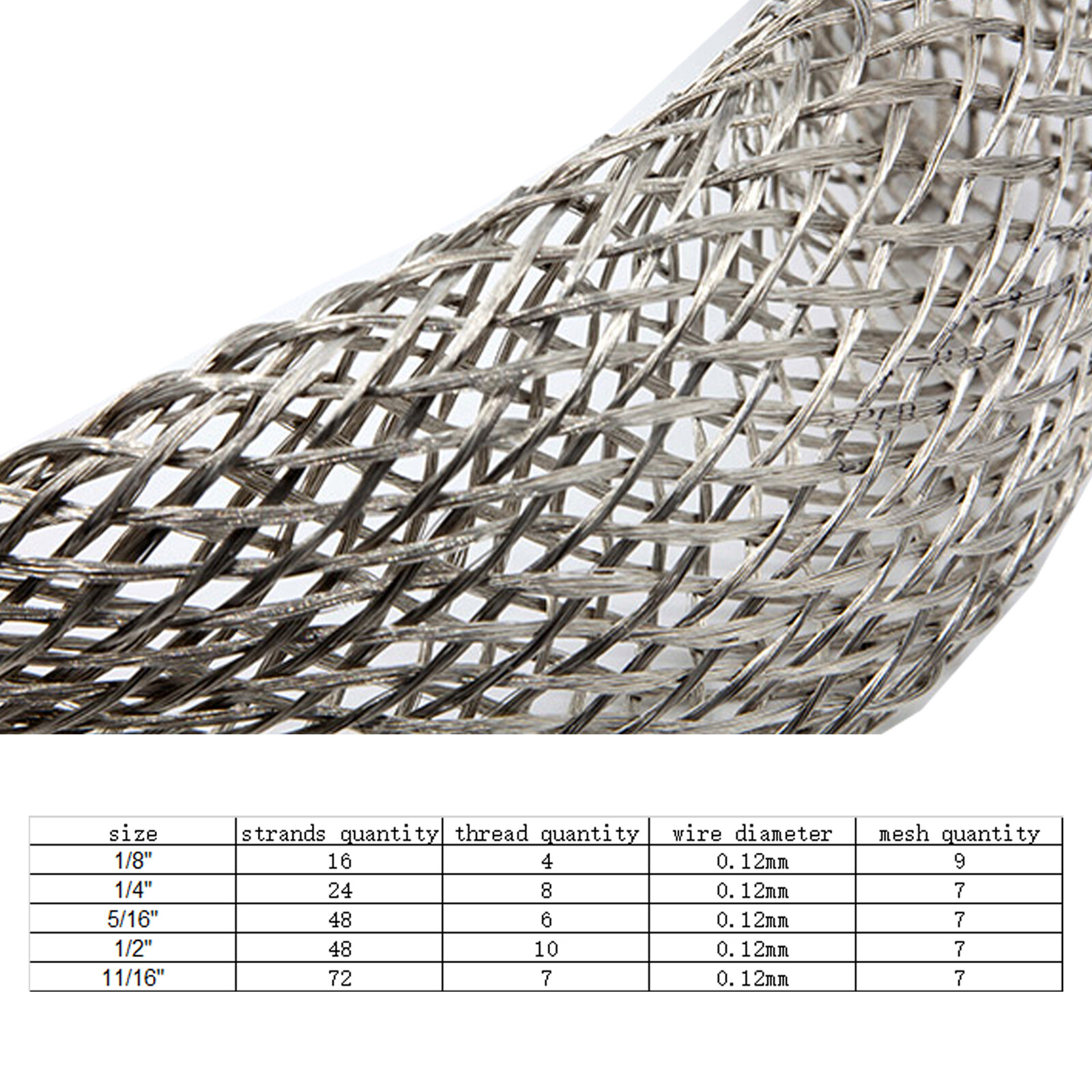 Tinned Pure Copper Wire Shielding Cable Sleeving Ground Strap Electric Wiring