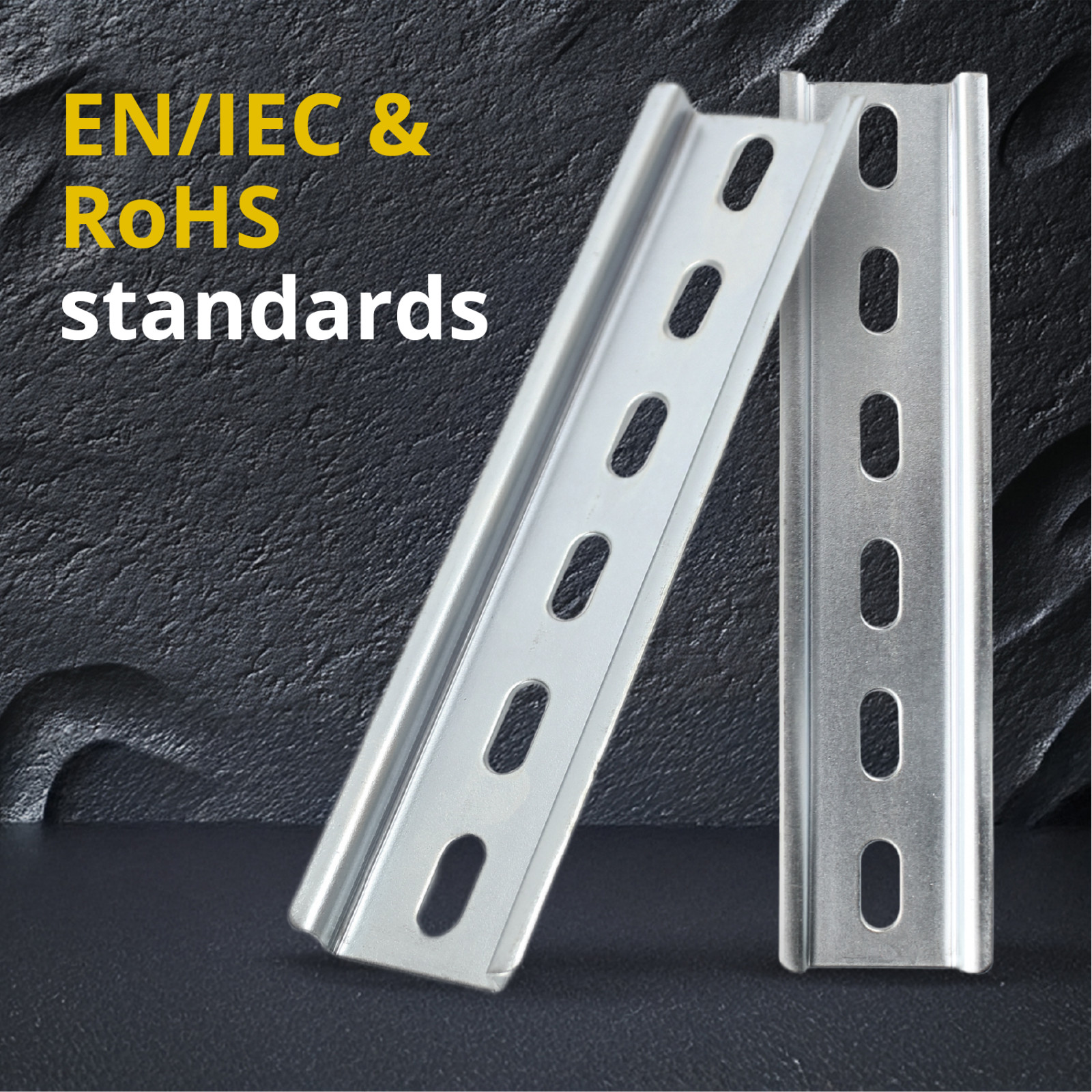 Slotted Steel Zinc Plated DIN Rail, 35mm x 6″, Silver – 2 Units + 4 #10 SS Screw