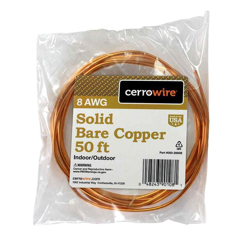 50 Ft. 8-Gauge Solid SD Bare Copper Grounding Wire Un-Insulated Soft Drawn