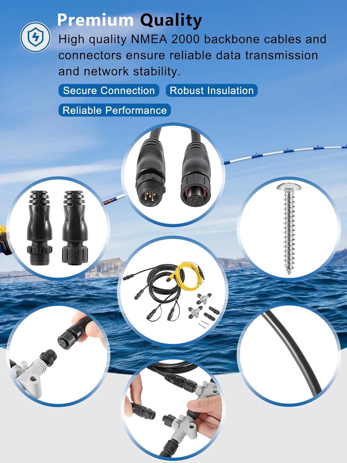 For Garmin NMEA 2000 Starter Kit N2K Network Cable Drop/Power/Backbone/Connector