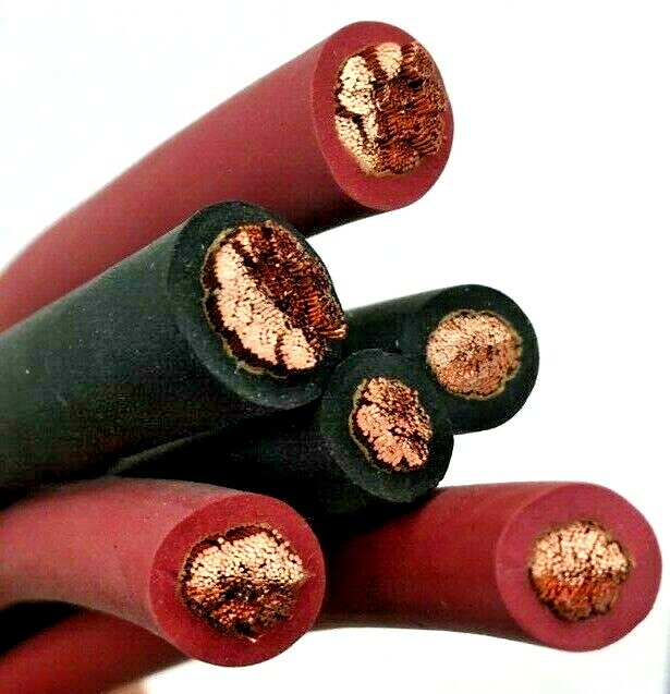 Rubber Flex Battery and Welding Cable Copper 6, 4, 2 Gauge Size By the Foot