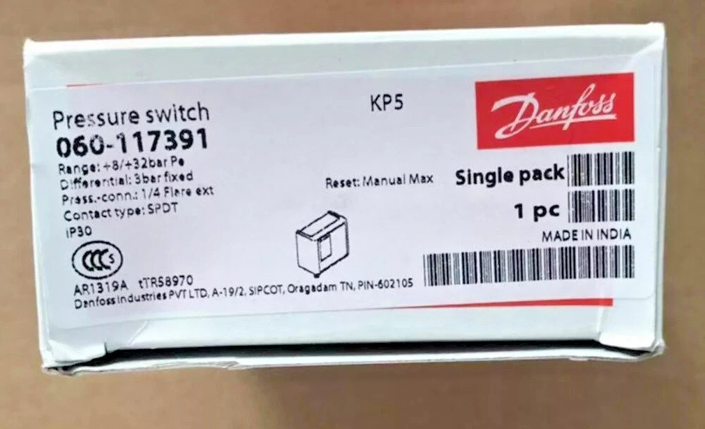 2PCS LOT -Danfoss 060-117391 Pressure switch, KP5 1/4 inch/IP30 060-1173 -NEW