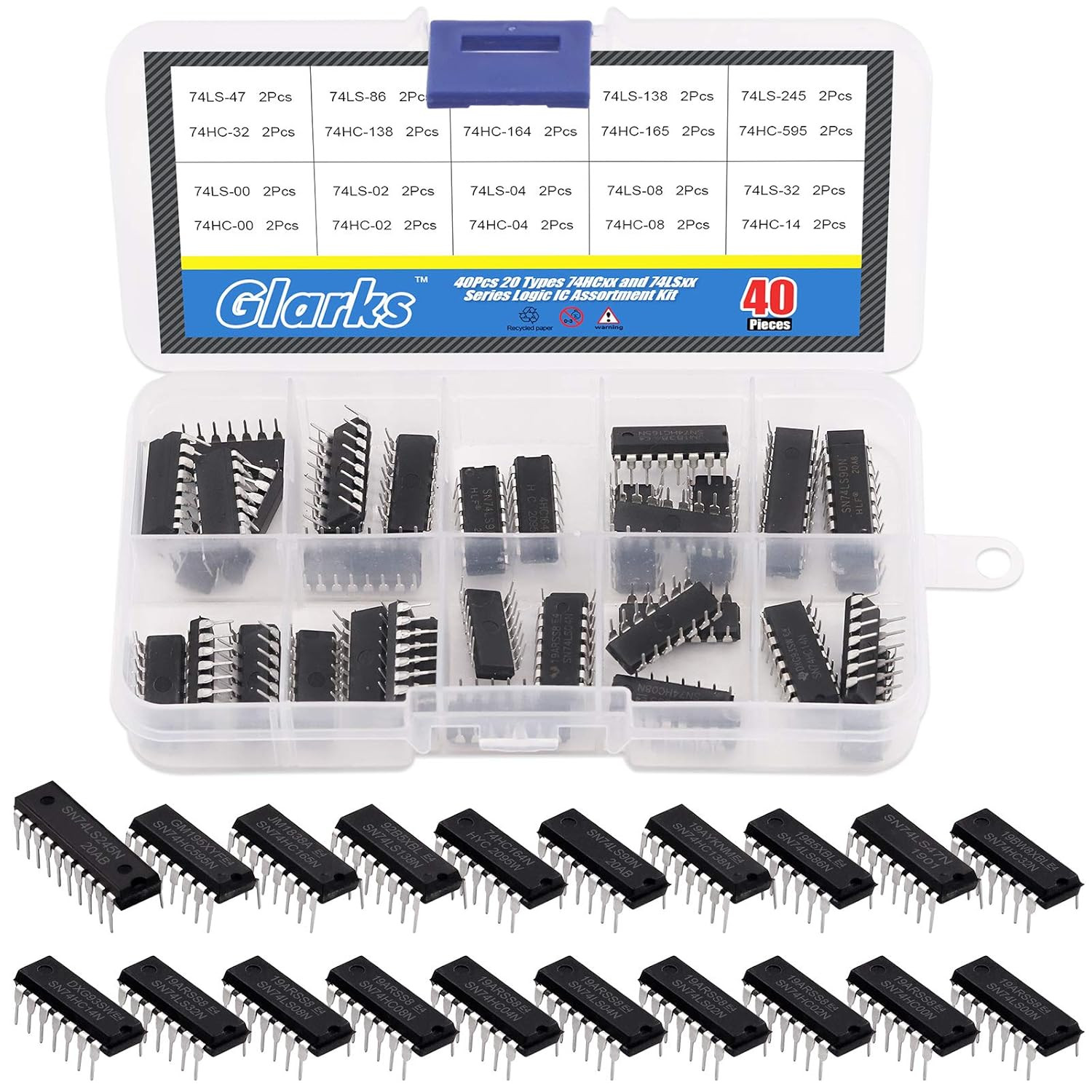40Pcs 74Lsxxx and 74Hcxxx Series Low-Power Logic IC Assortment Kit