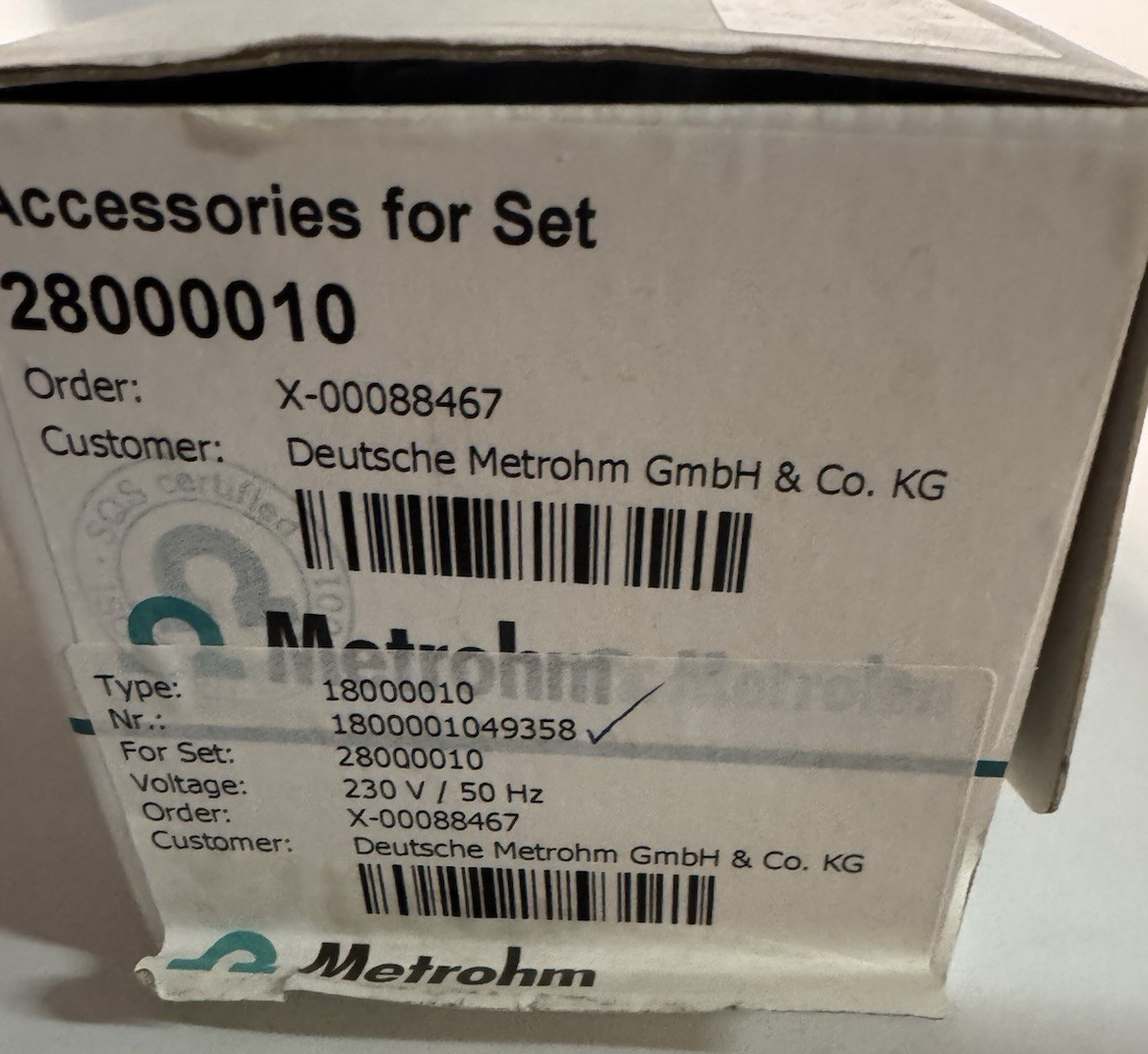 Metrohm 800 Dosino New Original Packaging Original Packaging