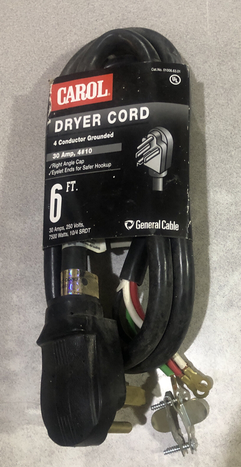 NEW CAROL RANGE CORD 6 FEET 4 CONDUCTOR GROUNDED