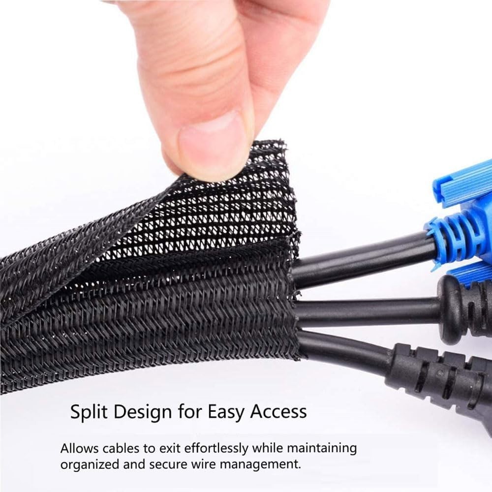 Braided Split Sleeving Wire Loom Tubing Cable insulated Sleeve Cord Protector