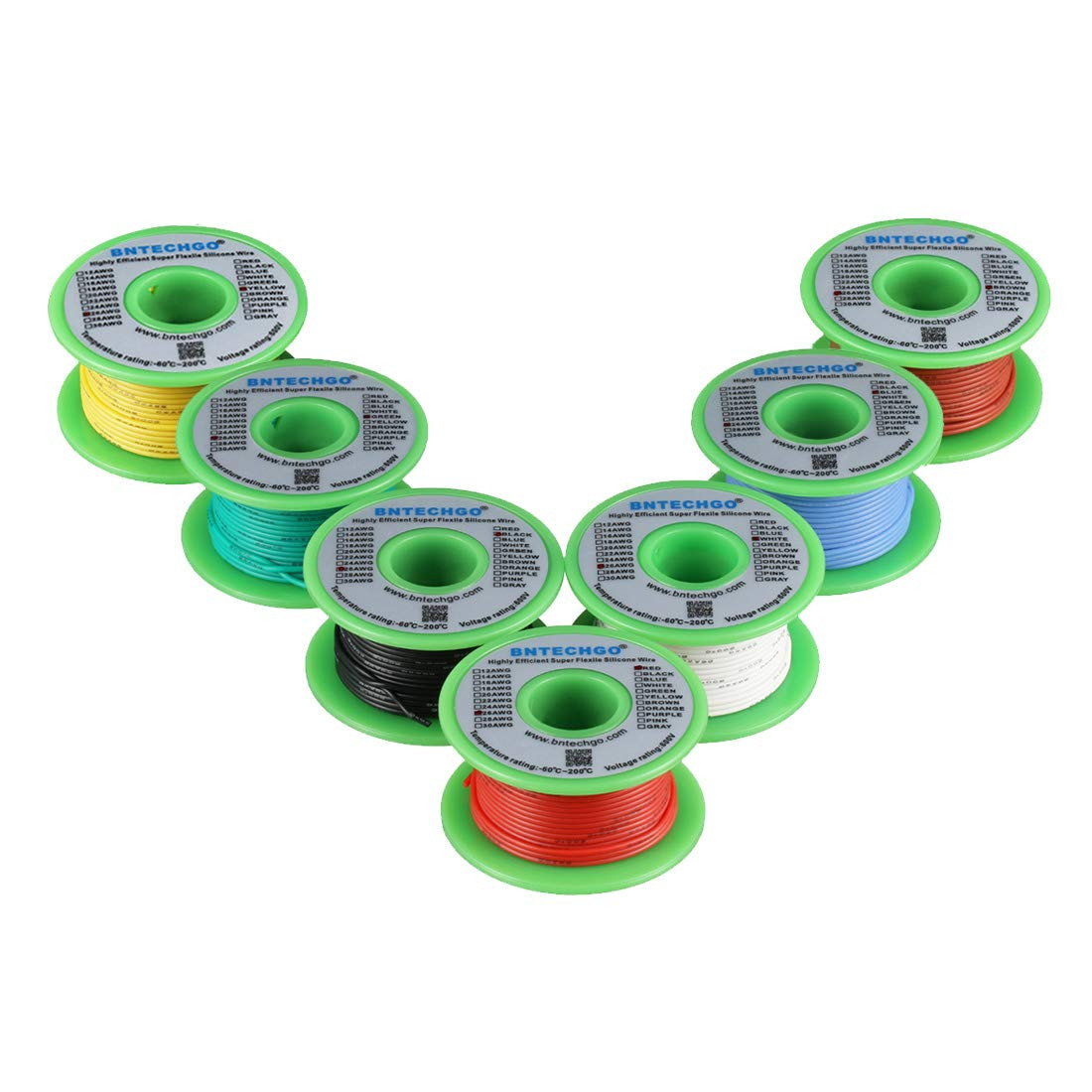 26-Gauge Silicone Wire Kit 7 Colors,25 ft Each – Flexible Stranded Tinned Copper