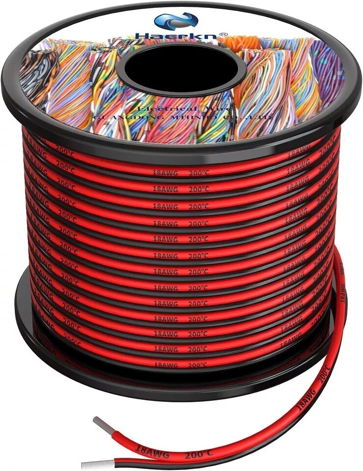18 Awg Silicone Electrical Wire 2 Conductor Parallel Wire line 60ft Black 30ft