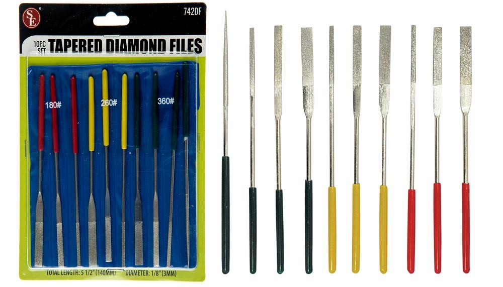 10pc Tapered Diamond File Set File Set for Cutting, Engraving and Finishing,