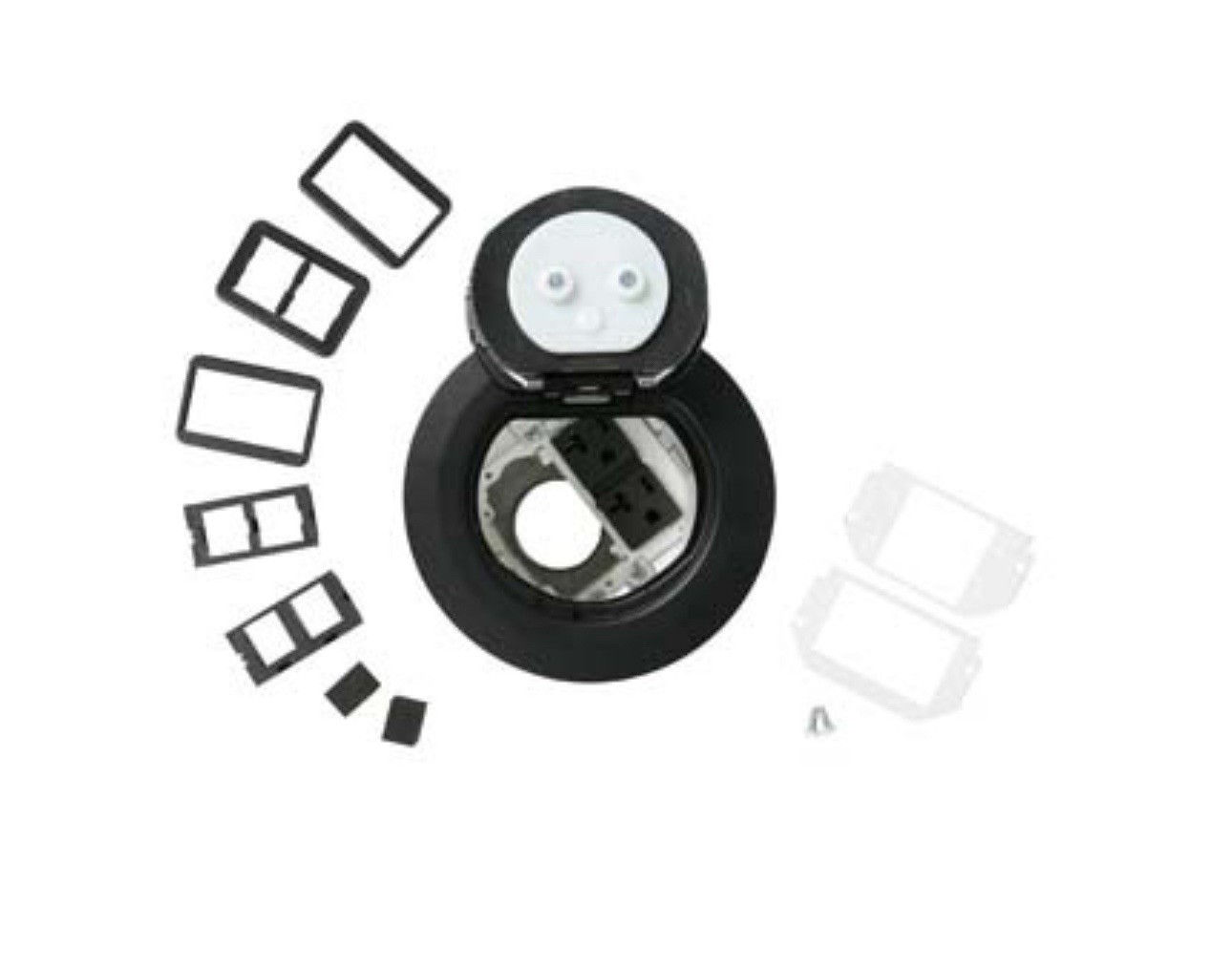 Wiremold 4ATCP2RBK 4AT Prewired Dual Service Evolution Poke-Thru Device-Black