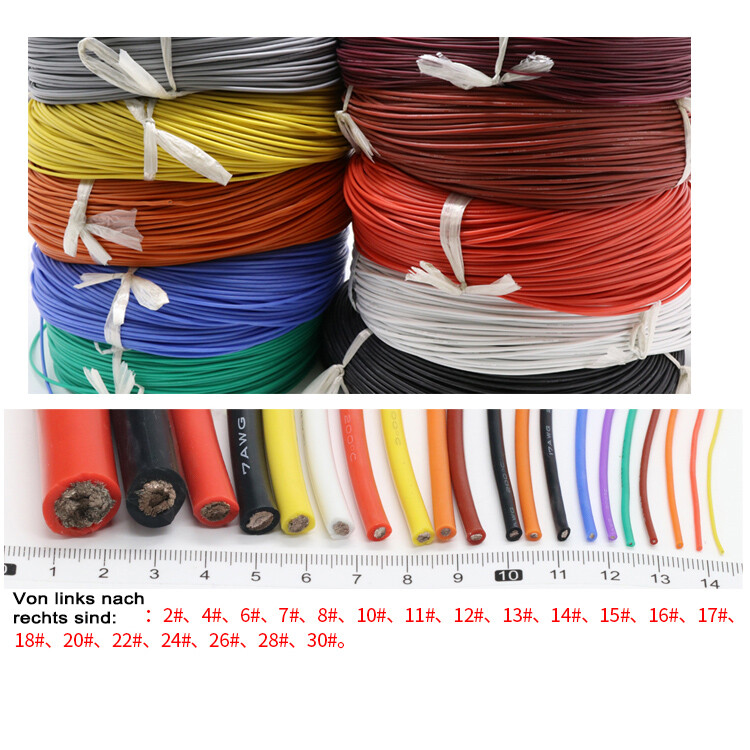 Extra Soft Flexible Silicone Wire Cable 0.08mm Tinned Copper 2/4/6/7/8/10~30 AWG