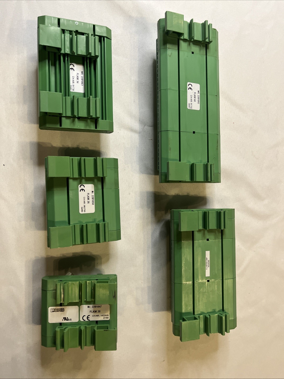 Lot of 5 DIN Rail Ribbon Cable Breakout Boards Terminal I/O Interface Modules