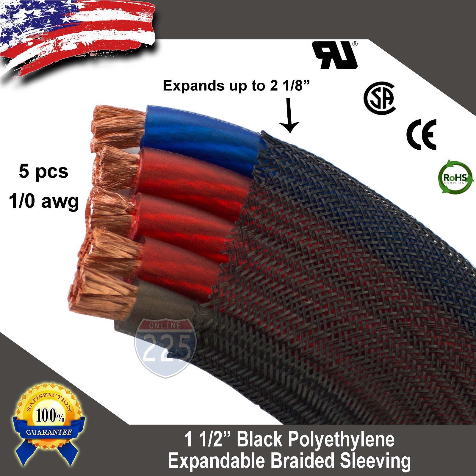 10 FT. 1 1/2″ Black Expandable Wire Cable Sleeving Sheathing Braided Loom Tubing