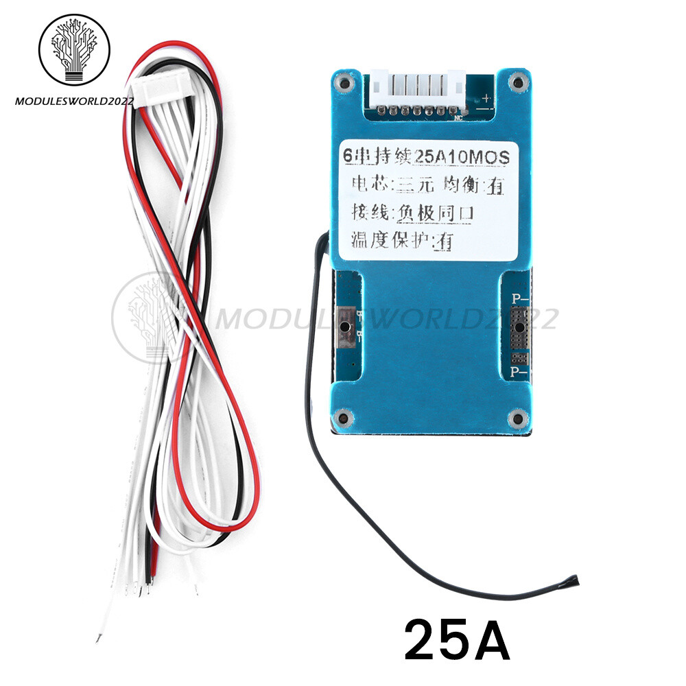 6S 15A 20A 25A Li-ion Battery Charge Protection Board Balanced Temp Protection
