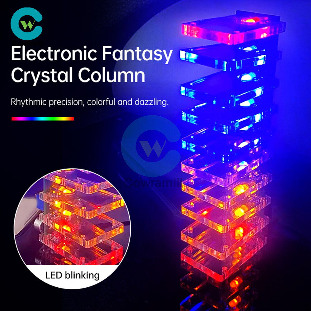 DIY LED Music Spectrum Electronic Kit Crystal Column Audio Display LM339 LM358