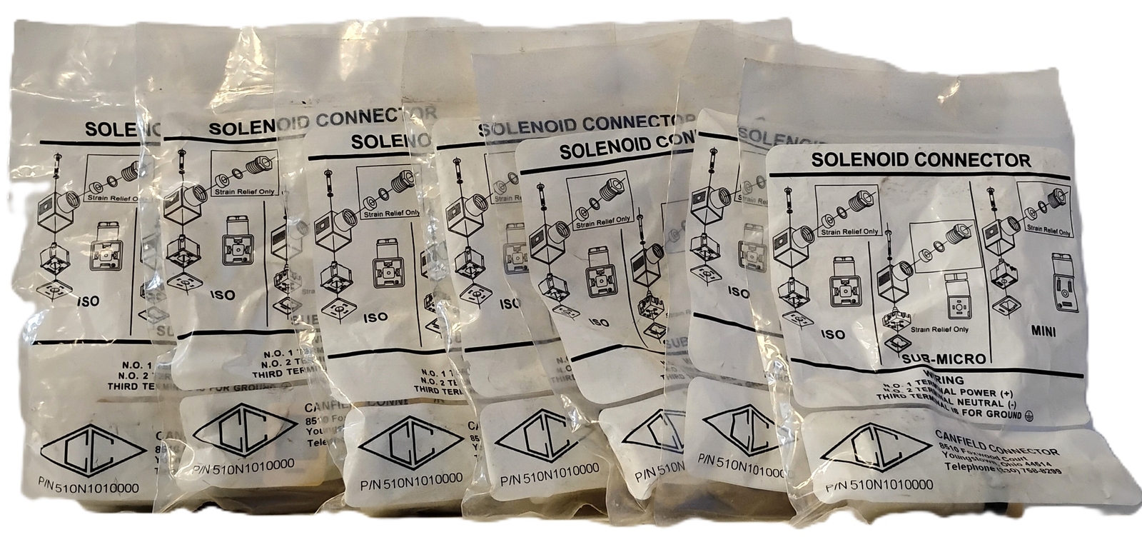 Canfield 510N1010000 120 V AC Solenoid Connectors – Lot of 7