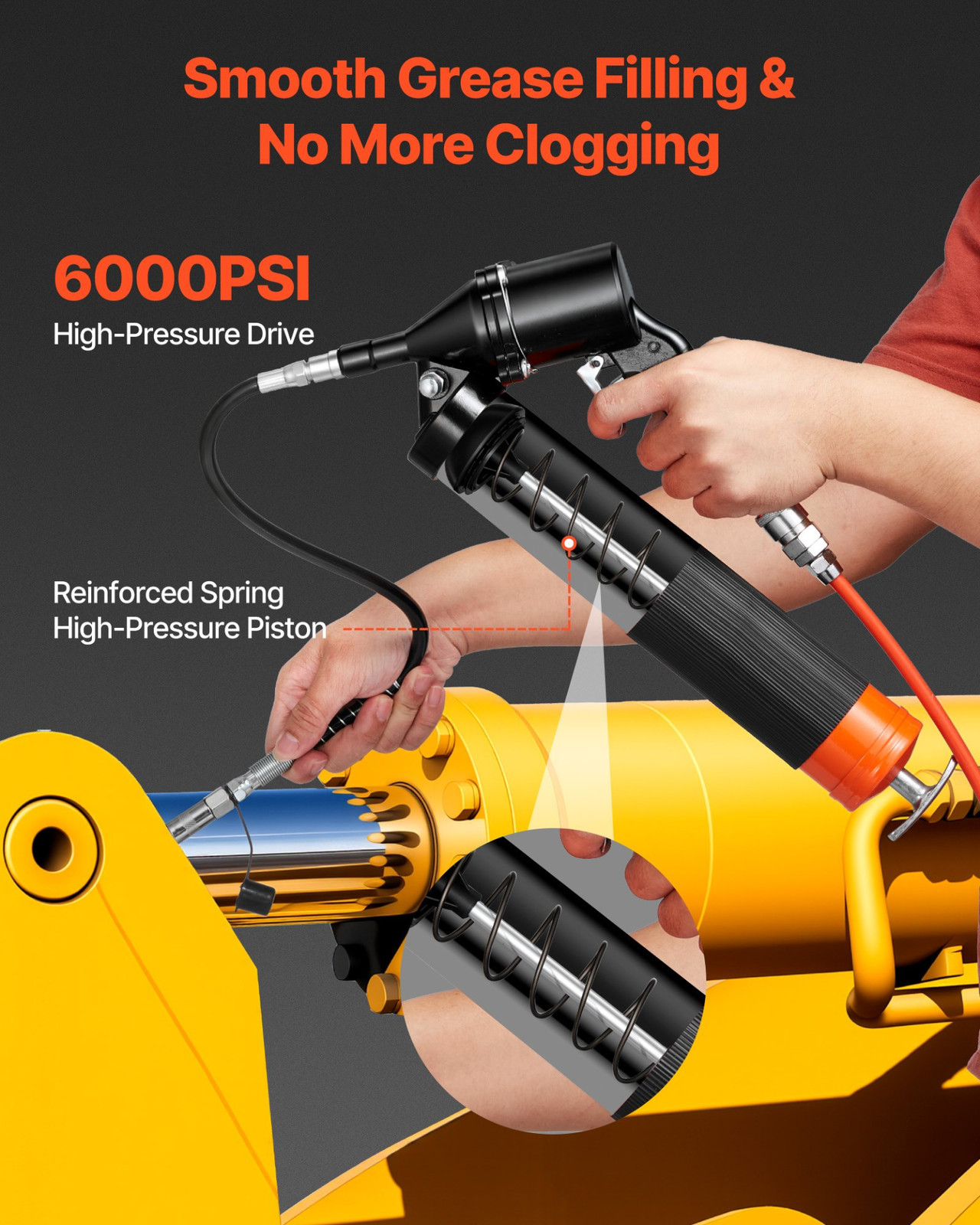 VEVOR High-Pressure Grease Gun Kit – 6000 PSI Heavy Duty Pistol Grip