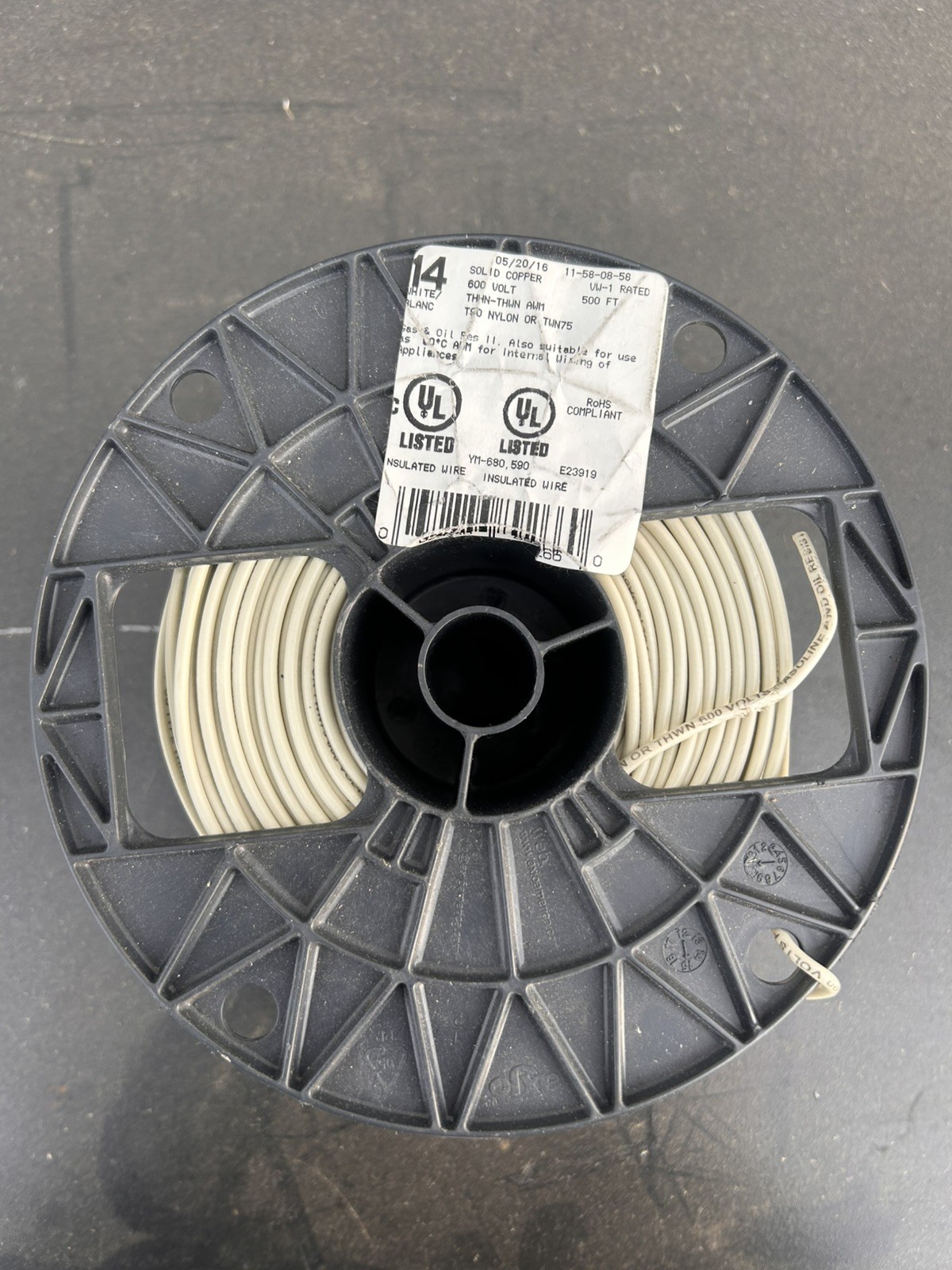 12 AWG Copper Stranded Wire 6 pound Roll THHN 600 Volt UL Listed – White