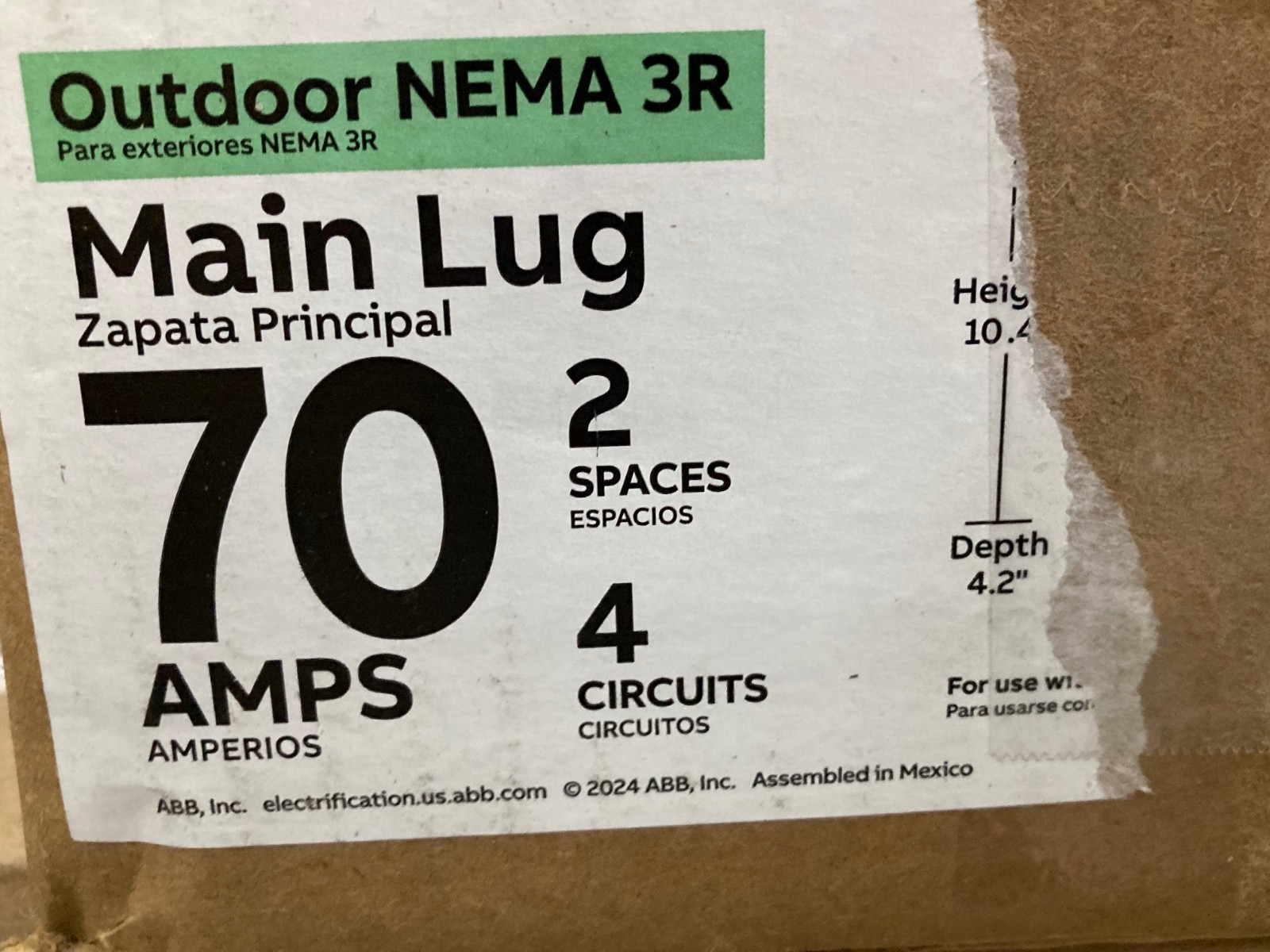 ABB 70 Amp 2-Space 4-Circuit Outdoor Main Lug Load Center TL270RCUA