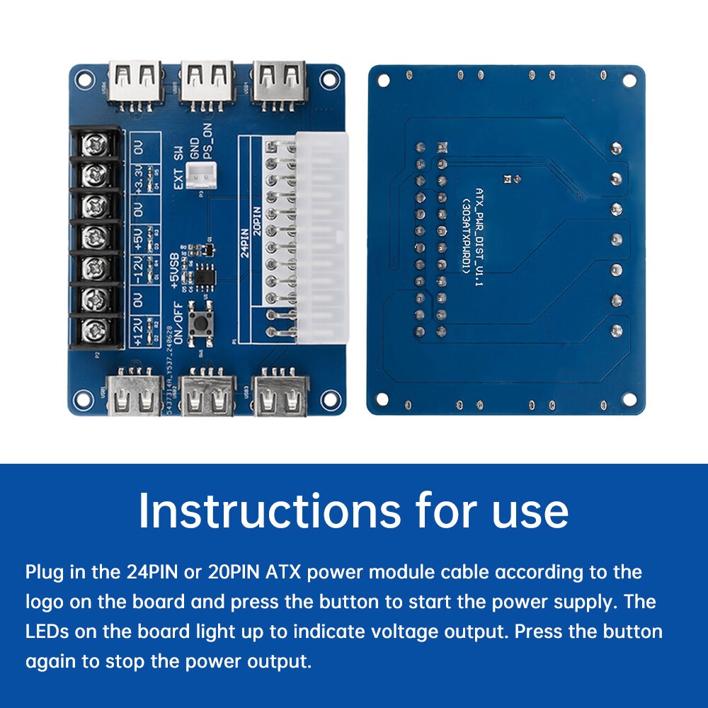 ATX Power Supply Breakout Board USB Charging Desktop Chassis Power Adapter Board