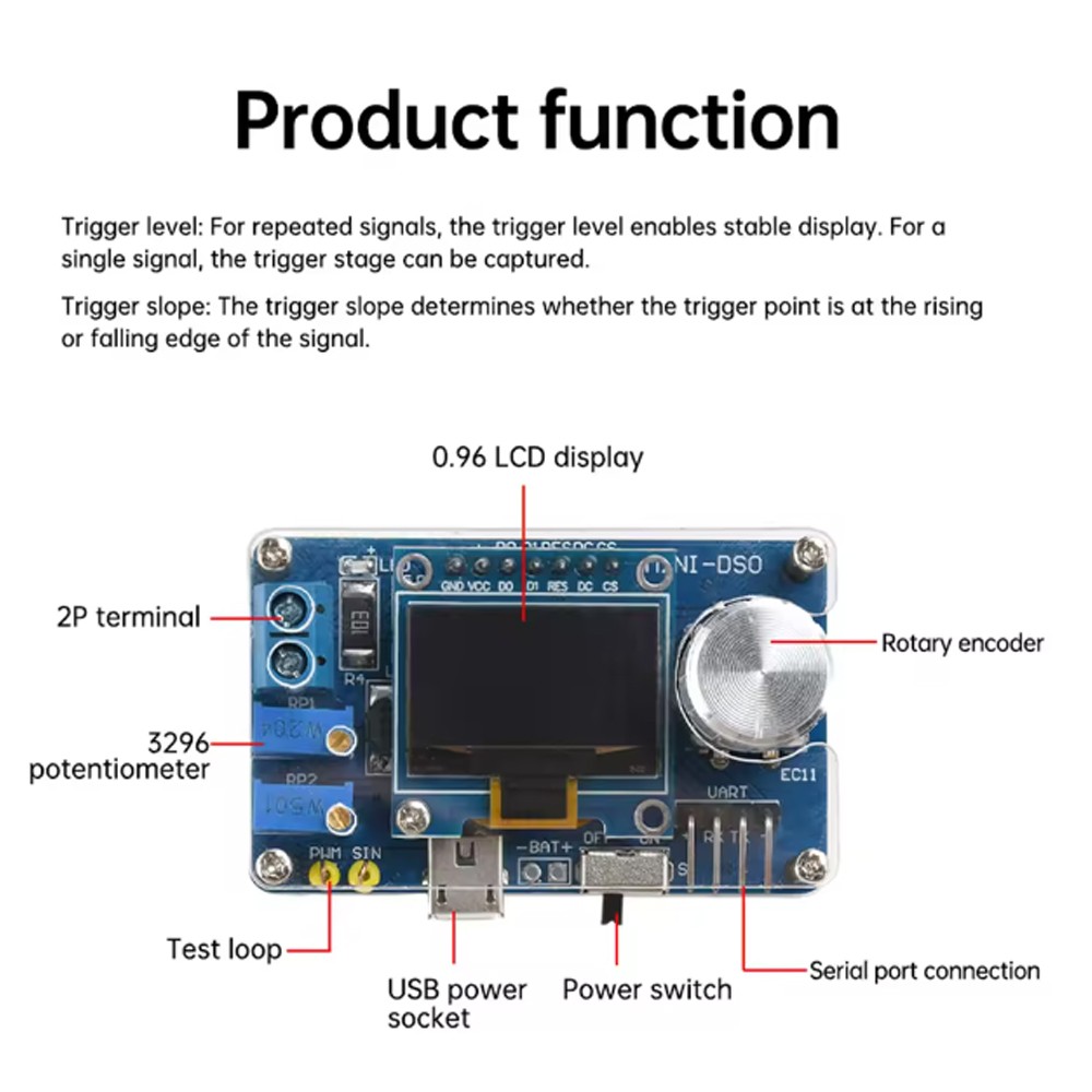 Mini Digital Oscilloscope Electronic DIY Kit STC DIY Soldering Practice Project