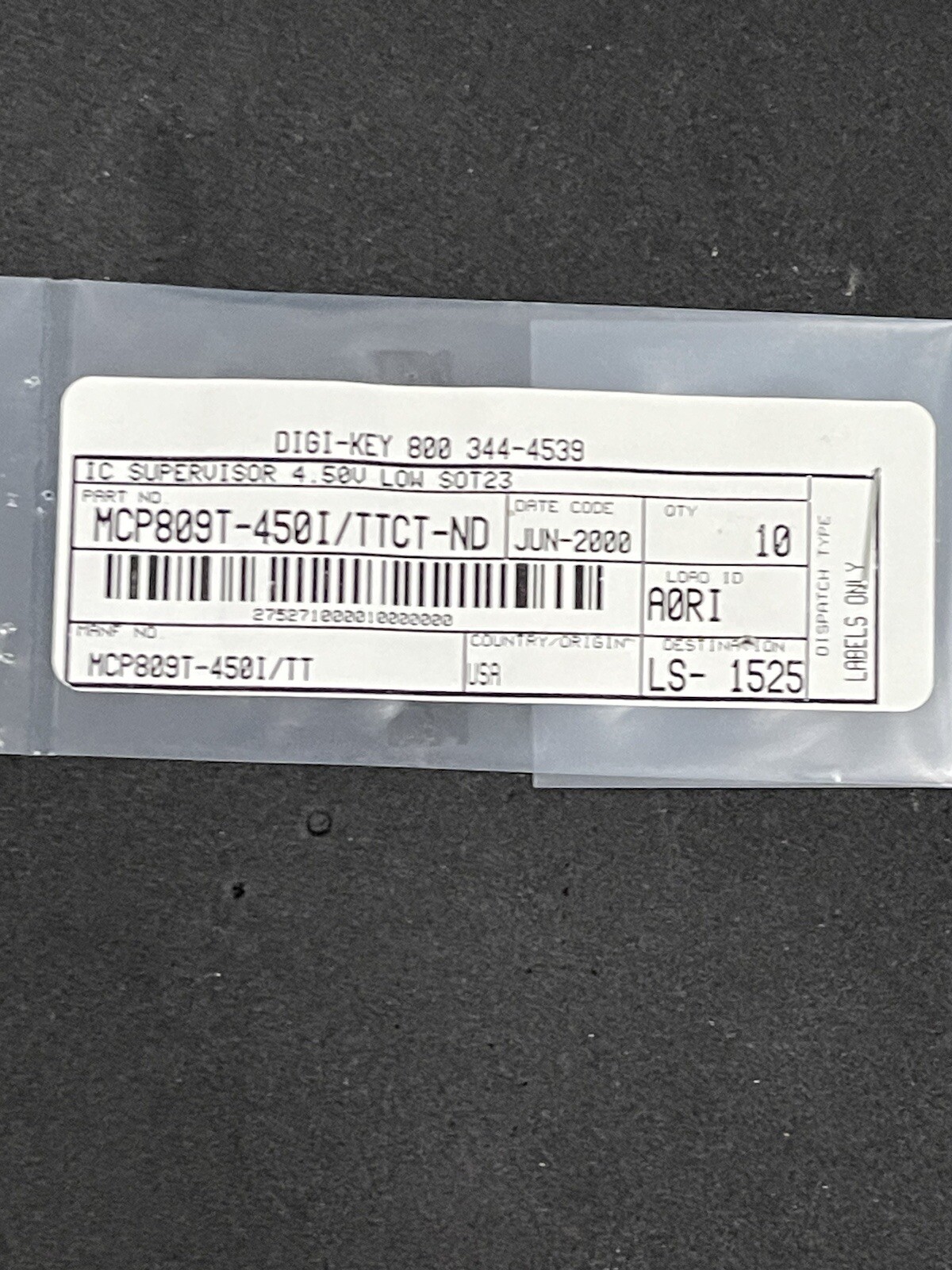 MCP809T-450I/TT IC SUPERVISOR 1-CHANNEL SOT23-3 MICROCHIP (LOT OF 10)