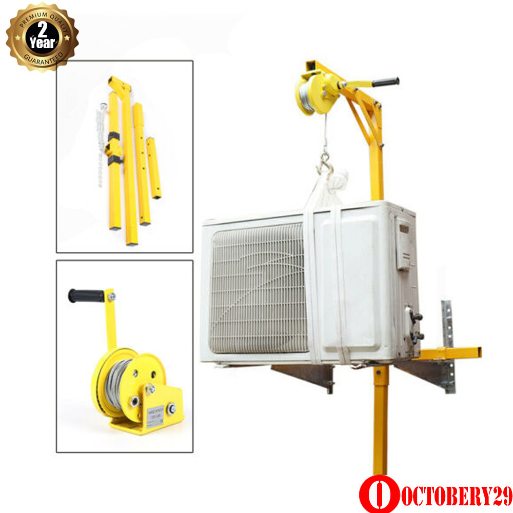 A/C AC Air Conditioner External Unit Lifting Tool Set w/ Hanger Pulley 10m Ropes