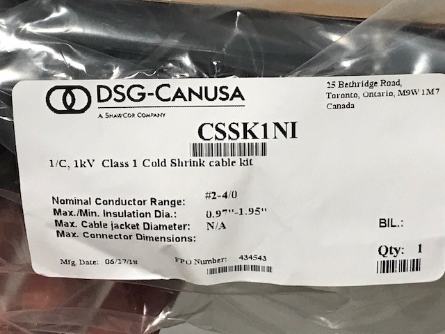 DSG-CANUSA 1/C, 1kV Class1 Cold Shrink Cable Kit (CSSK1N1) – FAST FREE SHIPPING