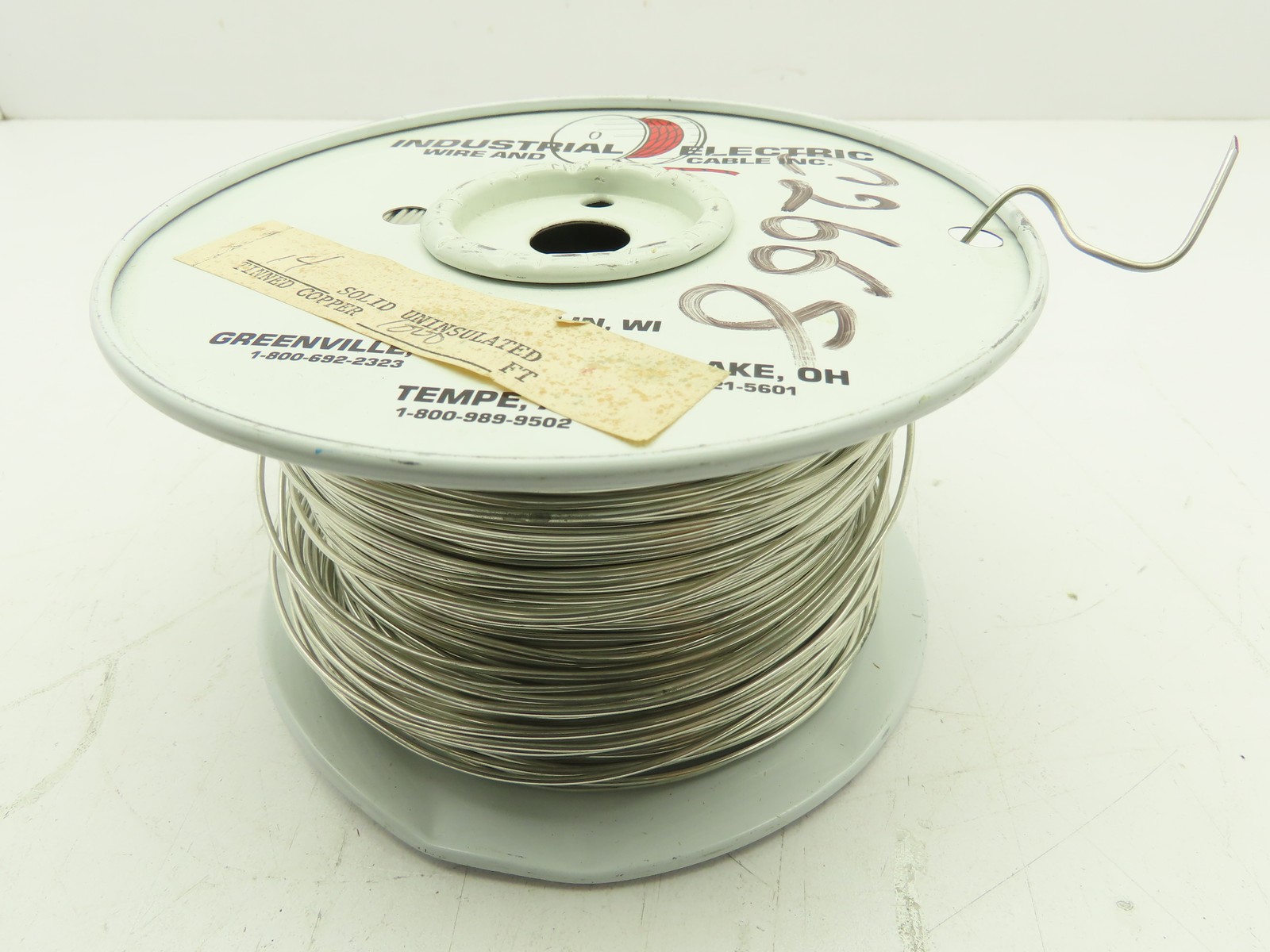 Industrial Electric 14 Ga Solid Uninsulated Tinned Coper Wire Partial 1000′ Roll